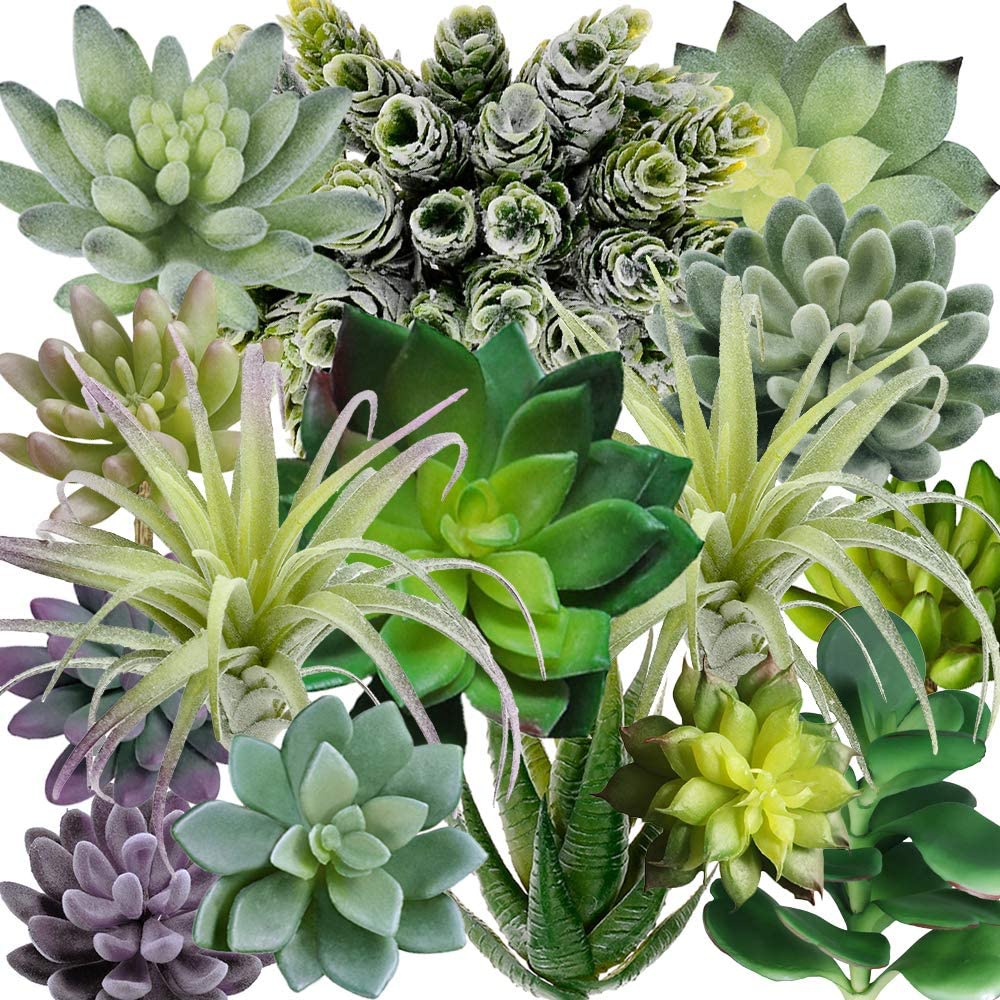 Echeveria Succulent - 15 Pack Assorted Artificial Succulents Plants